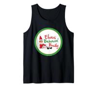 Insignia Circular navideña de Elves Behavin' Badly Elfie Camiseta sin Mangas
