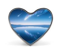 Insignia con forma de corazón de la lluvia de meteoritos de Mirror Lake, broche de metal, pin de solapa para ropa, bolsos, sombreros y accesorios de moda para hombres y mujeres.