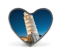 Insignia con forma de corazón de la Torre Inclinada de Pisa, broche de metal, pin de solapa para ropa, bolsos, sombreros y accesorios de moda para hombres y mujeres.