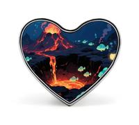 Insignia con forma de corazón de pez linterna cerca del cráter, broche de metal, pin de solapa para ropa, bolsos, sombreros y accesorios de moda para hombres y mujeres.