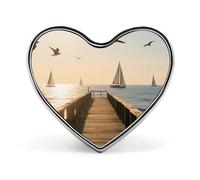Insignia con forma de corazón "Luz de la mañana junto al mar", broche de metal, pin de solapa para ropa, bolsos, sombreros y accesorios de moda para hombres y mujeres.