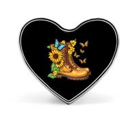 Insignia con forma de corazón para botas, mariposas, girasoles, flores, broche con botones para mochila, chaquetas, sombreros, decoración