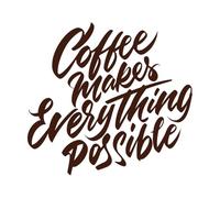 Insignia con letras escritas a mano "El café lo hace todo posible" Calcomanías de pared de papel adhesivo 67.2x72.5cm Impermeable Café