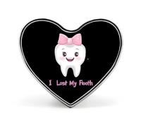 Insignia con texto en inglés "I Lost My First Tooth Badge Heart Shape Cute Broche Pins Button Badges for Backpack Jackets Hats Decor