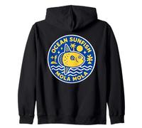 Insignia Costera Retro de Ocean Sunfish Mola Mola Sudadera con Capucha