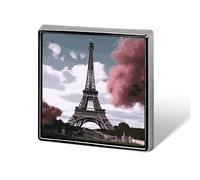 Insignia cuadrada con estampado de la Torre Eiffel, botón de metal, broche decorativo, alfileres de solapa, accesorios para bolsos y sombreros para mujeres y hombres, aluminio