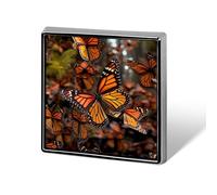 Insignia cuadrada con estampado de mariposas monarca, botón de metal, broche decorativo, alfileres de solapa, accesorios para bolsos y sombreros para mujeres y hombres, aluminio