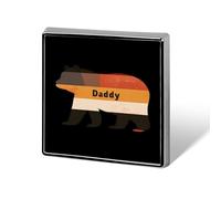 Insignia cuadrada con la bandera de Gay Daddy Bear, broche de corazón lindo, pines, botones para mochilas, chaquetas y sombre