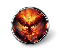 Insignia de ave fénix de fantasía, redonda, con botón, para solapa, broche estampado, regalo para hombres y mujeres, 1 pulgada