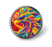 Insignia de ave fénix vibrante, redonda, con botón, para solapa, broche estampado, regalo para hombres y mujeres, 1 pulgada