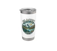 Insignia de aventura de naturaleza retro del parque nacional Glacier Montana Vaso térmico de acero inoxidable de doble pared