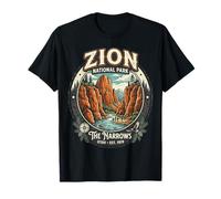 Insignia de Aventura Retro de The Narrows Utah del Parque Nacional Zion Camiseta