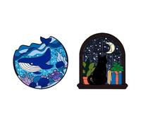 Insignia de ballena de aleación de aceite que gotea con impresión UV, lindo animal pequeño, gato, cielo estrellado, serie exquisita decoración creativa de bolsa, talla única, Acrílico