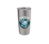 Insignia de ballena vintage del Parque Nacional de la Bahía de los Glaciares de Alaska Vaso térmico de acero inoxidable de doble pared