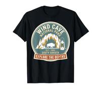 Insignia de Bisonte Retro con diseño de Parque Nacional Wind Cave Camiseta