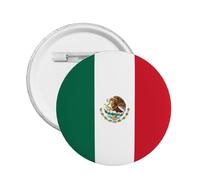Insignia de botón redondo de apoyo a México, con diseño de bandera mexicana, S, Plástico