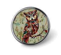 Insignia de búho colorida, pin redondo, pin de solapa, broche estampado, regalos para hombres y mujeres, 1 pulgada