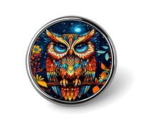 Insignia de búho colorida, pin redondo, pin de solapa, broche estampado, regalos para hombres y mujeres, 1 pulgada