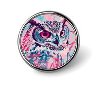 Insignia de búho colorida, pin redondo, pin de solapa, broche estampado, regalos para hombres y mujeres, 1 pulgada