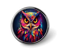 Insignia de búho colorida, pin redondo, pin de solapa, broche estampado, regalos para hombres y mujeres, 1 pulgada