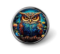 Insignia de búho colorida, pin redondo, pin de solapa, broche estampado, regalos para hombres y mujeres, 1 pulgada