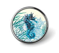 Insignia de caballito de mar, pin redondo, pin de solapa, broche estampado, regalos para hombres y mujeres, 1 pulgada