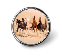 Insignia de caballo salvaje al galope, pin de solapa, insignia redonda, insignias de metal, broche estampado para hombres y mujeres, 1 pulgada