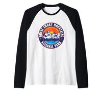 Insignia de Camping de Great Smoky Mountains Vintage Retro Senderismo Camiseta Manga Raglan