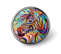 Insignia de cebra colorida, pin redondo, pin de solapa, broche estampado, regalos para hombres y mujeres, 1 pulgada