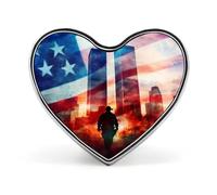 Insignia de corazón con imagen de la tragedia del 11 de septiembre, unisex, de metal, conmemorativa, broche de solapa, botón, vestido, abrigo, accesorios para mochila, boda