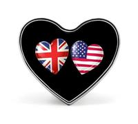 Insignia de corazón con la bandera de Estados Unidos y Gran Bretaña, con forma de corazón, bonito broche para decoración de mochilas, chaquetas, sombreros