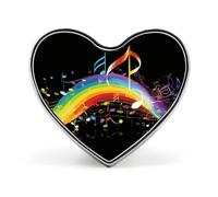 Insignia de corazón con melodía de nota musical arcoíris, aleación de aluminio, pin de solapa para regalo del día de San Valentín, broches para chaquetas, mochilas y otras prendas de vestir