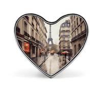 Insignia de corazón de la calle lluviosa en París, aleación de aluminio, pin de solapa para regalo del día de San Valentín, broches para chaquetas, mochilas y otras prendas de vestir