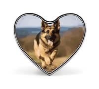 Insignia de corazón de perro pastor alemán corriendo, aleación de aluminio, pin de solapa para regalo del día de San Valentín, broches para chaquetas, mochilas y otras prendas de vestir