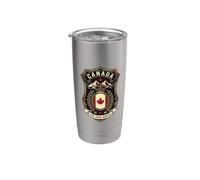 Insignia de escudo vintage de Canadá The True North Est 1867 Vaso térmico de acero inoxidable de doble pared