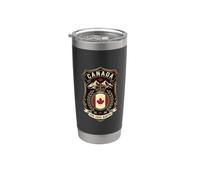 Insignia de escudo vintage de Canadá The True North Est 1867 Vaso térmico de acero inoxidable de doble pared