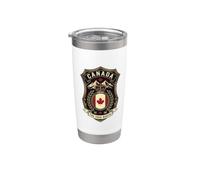 Insignia de escudo vintage de Canadá The True North Est 1867 Vaso térmico de acero inoxidable de doble pared