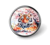 Insignia de flor de cerezo de tigre, pin redondo, pin de solapa, broche estampado, regalos para hombres y mujeres, 1 pulgada
