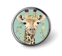 Insignia de flor de jirafa, pin redondo, pin de solapa, broche estampado, regalos para hombres y mujeres, 1 pulgada