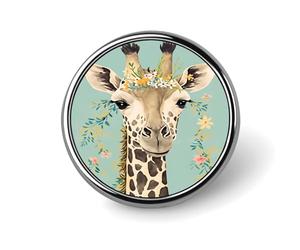 Insignia de flor de jirafa, pin redondo, pin de solapa, broche estampado, regalos para hombres y mujeres, 1 pulgada