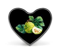Insignia de fruta Morinda Citrifolia, broche, botón en forma de corazón, decoración de aluminio para mochilas y sombreros.