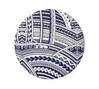 Insignia de hojalata redonda de 6 cm con estampado tribal maorí polinesio azul de un solo lado, perfecto para decoración de estilo personal y regalo, talla única, Metal