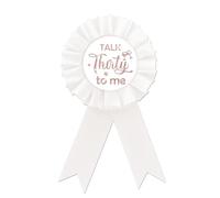 Insignia de hojalata White Talk Thirty To Me, pin de botón de oro rosa con purpurina de feliz 30 cumpleaños, pin de roseta de cumpleaños para mujer, botones de broche de diamante para fiesta de