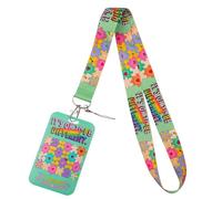Insignia de identificación de concienciación sobre el autismo, 1 cordón con tarjetero, regalos de apoyo para la salud mental, tarjeta de discapacidad oculta, para niños, adolescentes, niñas, niños (C)