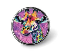 Insignia de jirafa colorida, pin redondo, pin de solapa, broche estampado, regalos para hombres y mujeres, 1 pulgada