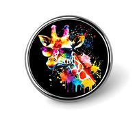 Insignia de jirafa colorida, pin redondo, pin de solapa, broche estampado, regalos para hombres y mujeres, 1 pulgada