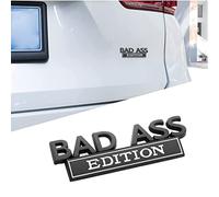 Insignia de la Edición Car Bad Ass, Pegatinas de Coches de Metal 3D， Insignia Autoadhesiva， Adecuado para la Decoración Interior y Exterior de Automóviles o Superficies de Vidrio (Negro Blanco)