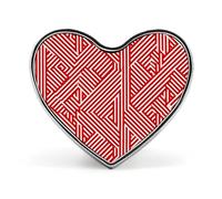 Insignia de laberinto de rayas rojas, broche, botón en forma de corazón, decoración de aluminio para mochilas y sombreros.