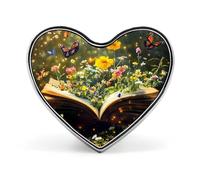 Insignia de libro con diseño de mariposas y flores en forma de corazón, lindo broche de botón, insignias para mochila, chaquetas, sombreros, decoración