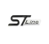 Insignia de metal 3D con logotipo ST Line for parrilla delantera de coche, pegatina for maletero, accesorios de modelado(Sticker Black Silver,80x27mm)